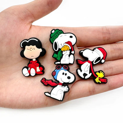 12-Pack SnoopyFashion Themed Shoe Charms Cartoon Kawaii Decoration Accessories for Clogs, Sandals, DIY Shoes Party Decorations