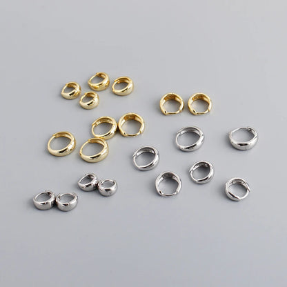 925 Sterling Silver Wide Gothic Huggies Hoop Earrings - Smarsty