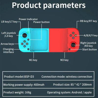 D3 Wireless Bluetooth Game Controller For Mobile Gaming - Smarsty