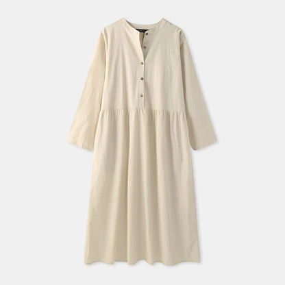 Women's Elegant Solid Cotton Robe Femme 2022 Spring Autumn Bohemian Maxi Dress ZANZEA Casual Long Sleeve Shirt Dresses Oversized - Smarsty