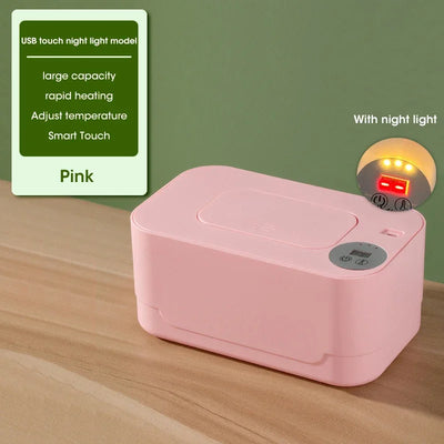 Baby Wipe Warmer Heater with LED Display Wet Towel Dispenser Portable USB Charge Baby Wipe Warmer Napkin Heating Box Home/Car - Smarsty