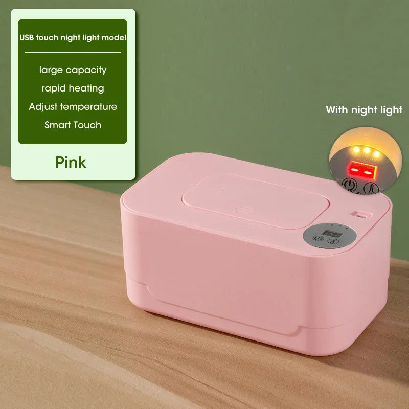 Baby Wipe Warmer Heater with LED Display Wet Towel Dispenser Portable USB Charge Baby Wipe Warmer Napkin Heating Box Home/Car - Smarsty