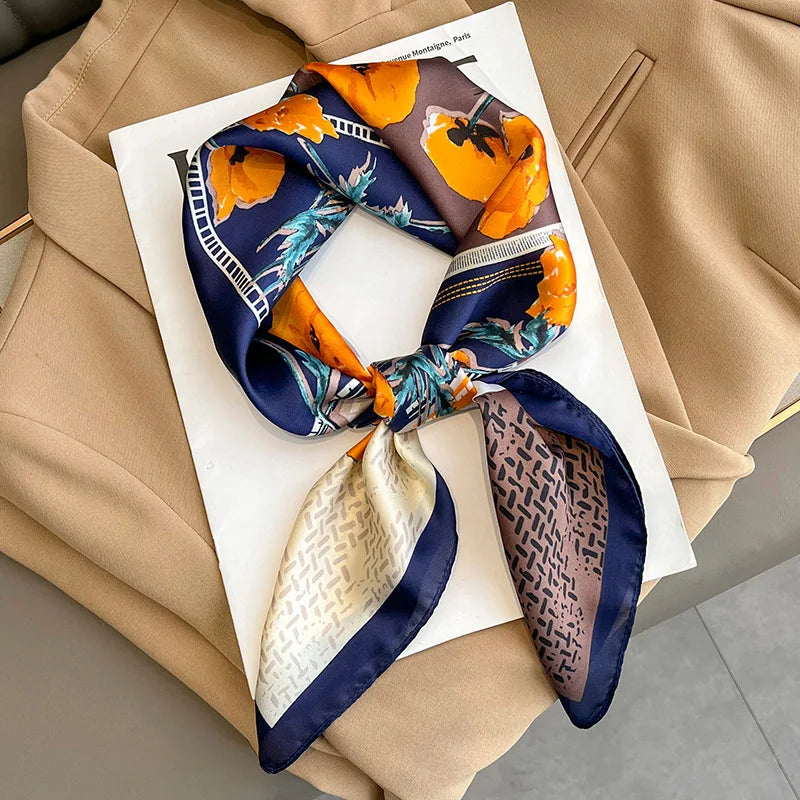 Satin Silk Square Scarf for Women Sun Protection - Smarsty