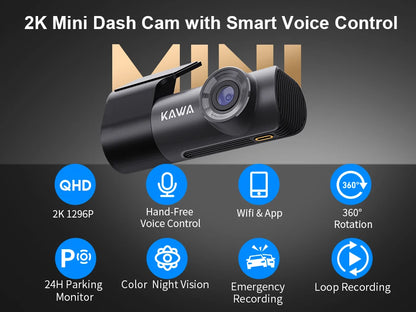 2K Car Dash Cam With Night Vision And Wireless WiFi - Smarsty