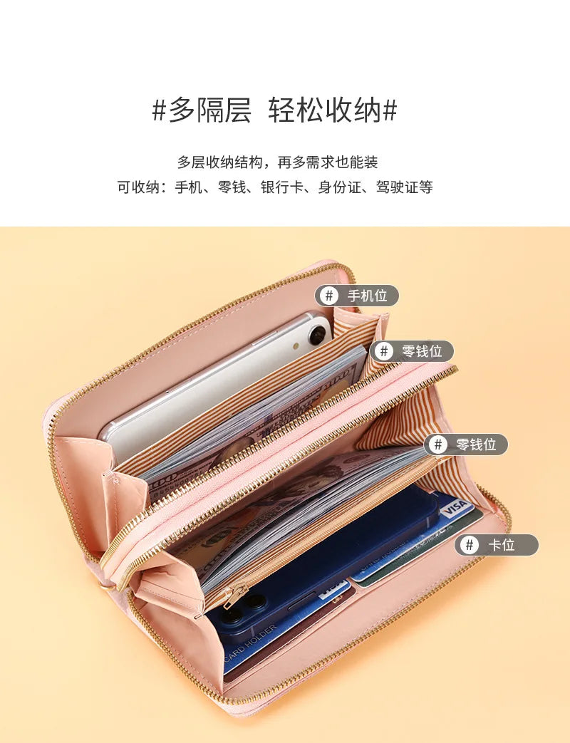 Long Women's Wallet Female Purses Tassel Coin Purse Card Holder Wallets Double Zipper Pu Leather Clutch Luxury Money Phone Bag - Smarsty