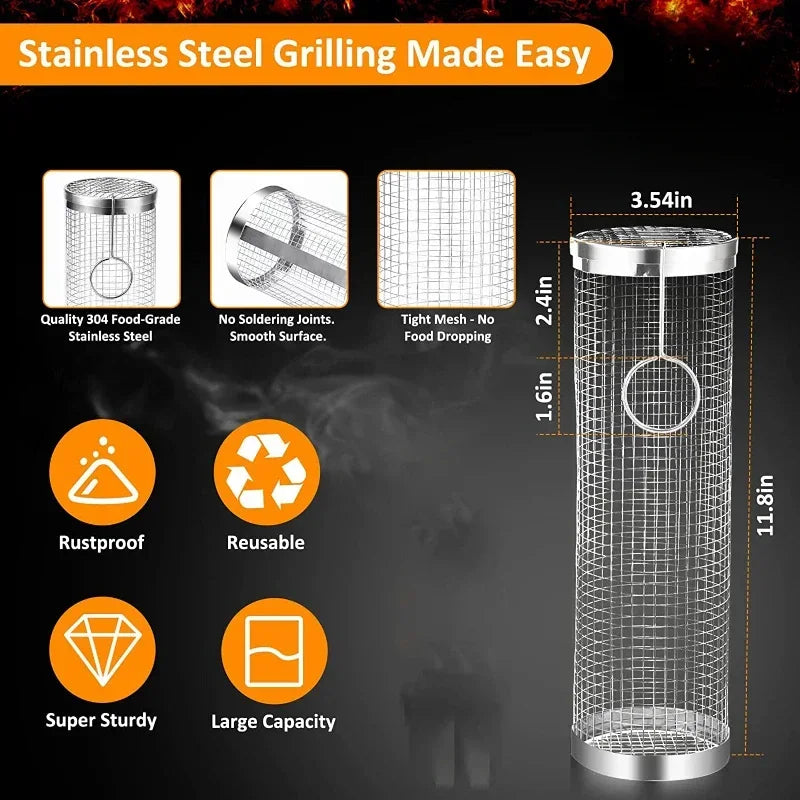 Stainless Steel Grill Basket for Easy Outdoor Barbecues - Smarsty