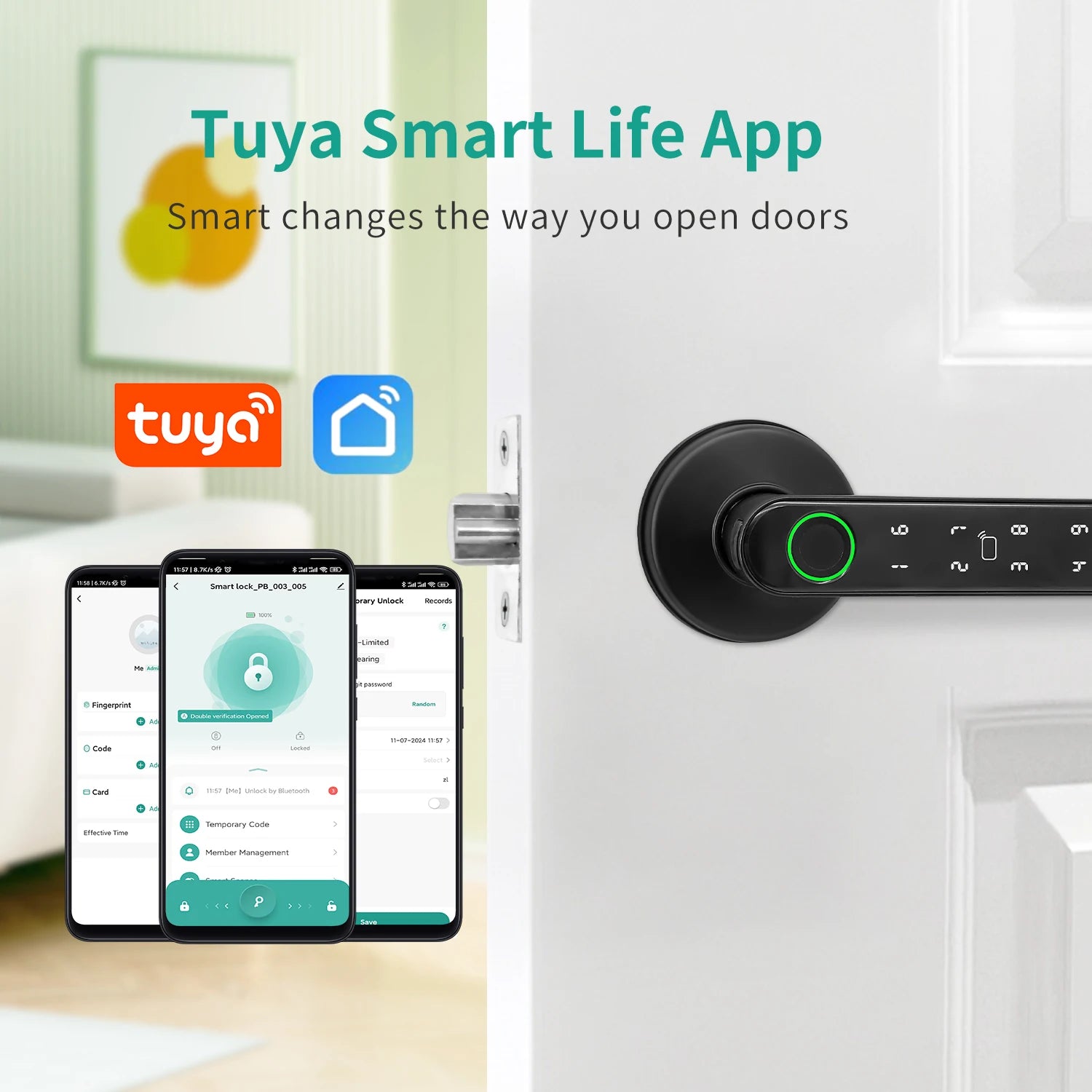 Tuya 5-in-1 Smart Door Lock with Fingerprint Access - Smarsty