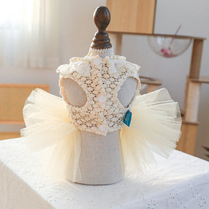Luxury Kawaii Dog Dress with Pearl Collar for Small Pets - Smarsty
