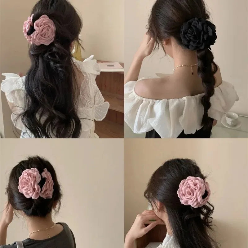 16 Color Rose Flower Hair Claw Clips Medium Secure Grip - Smarsty