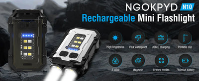 EDC Tactical Flashlight Portable Mini Light Outdoor Camping Hiking Tools Molle Clip USB Rechargeable Running Emergency Hiking by Smarsty