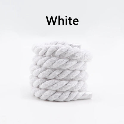 Quality Round Shoelaces Colorful 1CM Thicker Cotton Shoelace Running Sneakers Laces 1Pair 100/120/140CM Boots Shoe laces Shoes