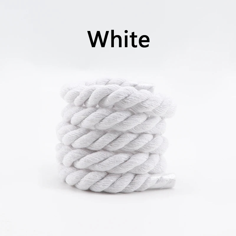 Quality Round Shoelaces Colorful 1CM Thicker Cotton Shoelace Running Sneakers Laces 1Pair 100/120/140CM Boots Shoe laces Shoes