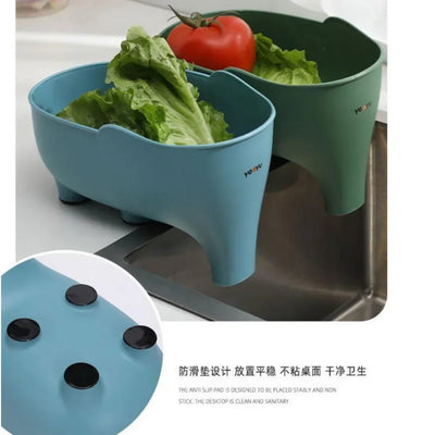 Sink Strainer Elephant Sculpt Leftover Drain Basket Fruit and Vegetable Washing Basket Hanging Drainer Rack Kitchen Accessories by Smarsty