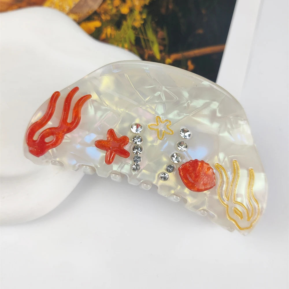 Handmade Large Sea Hair Claw Clips Acetate Beach Starfish - Smarsty