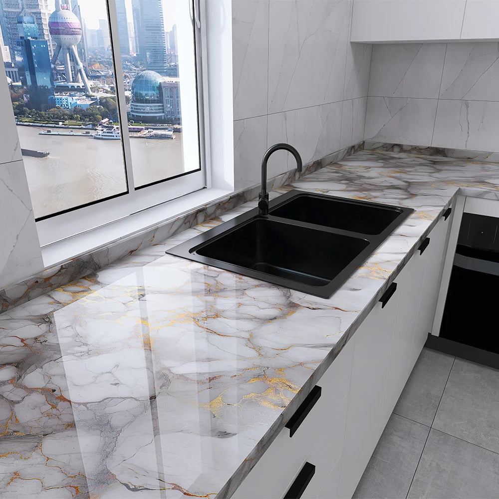 Marble Waterproof Kitchen Wallpaper Easy Peel and Stick - Smarsty