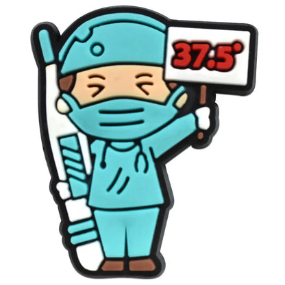 Doctor Nurse Cartoon PVC Shoe Charms Accessories DIY Slipper Sandals Shoe Buckles Pins Hospital Series Shoe Decor Friends Gifts