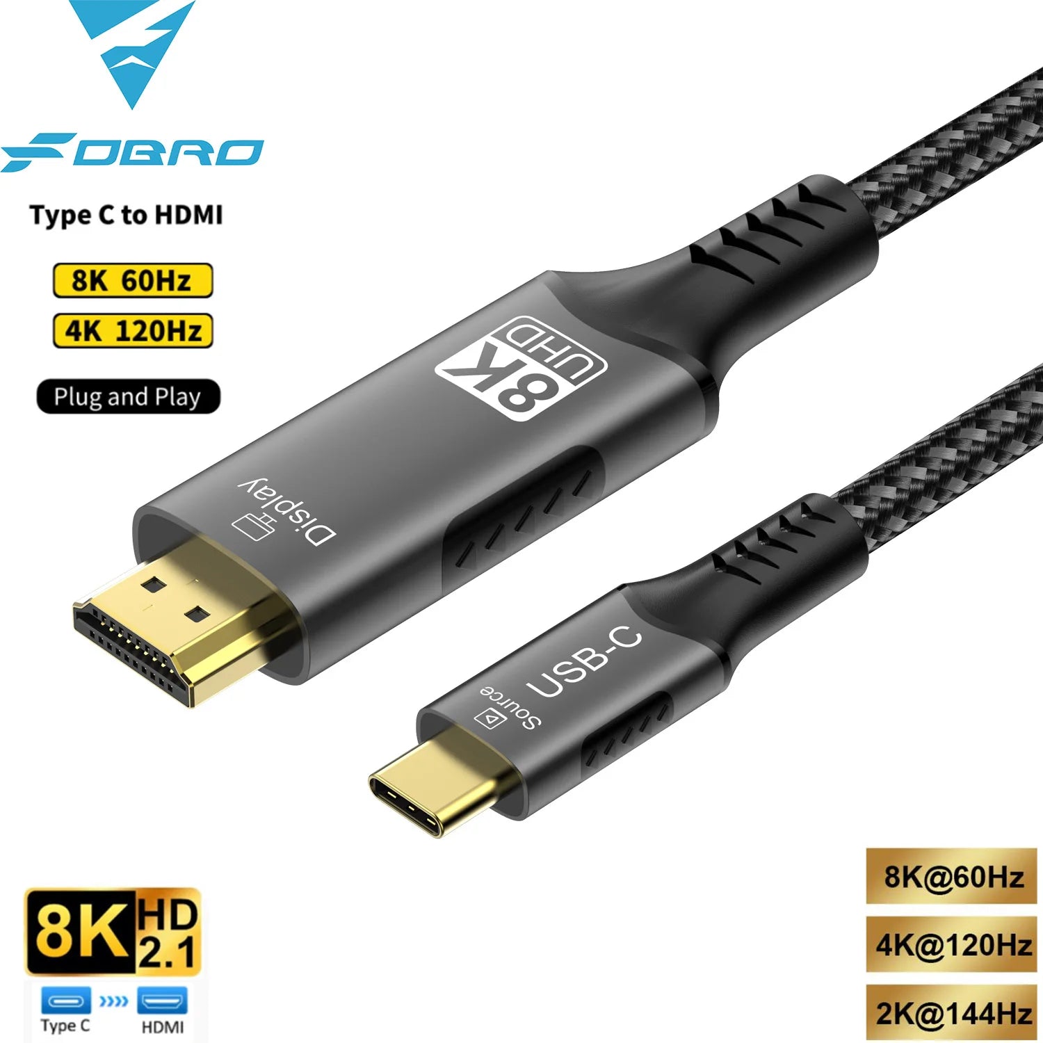 USB C to HDMI Cable 8K Excellence for MacBook and iPad - Smarsty