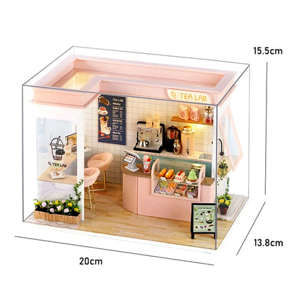 DIY Miniature Dollhouse Kits Hourly Light Studio House Sea Villa Wooden Doll House With Furniture Building Kids Toys Xmas Gifts by Smarsty