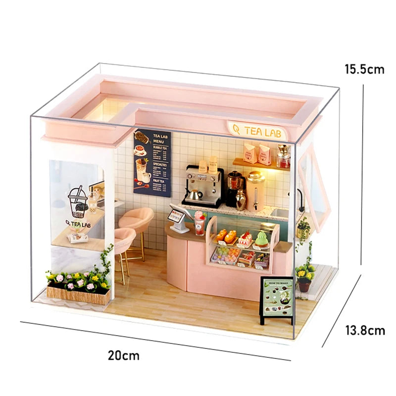 DIY Miniature Dollhouse Kits Hourly Light Studio House Sea Villa Wooden Doll House With Furniture Building Kids Toys Xmas Gifts by Smarsty