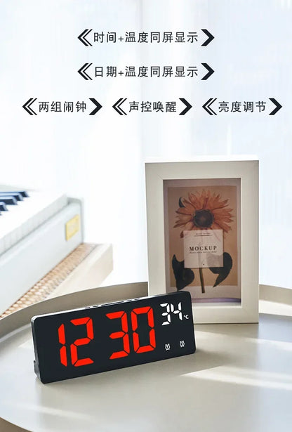 Voice Control LED Alarm Clock with Temperature Display - Smarsty