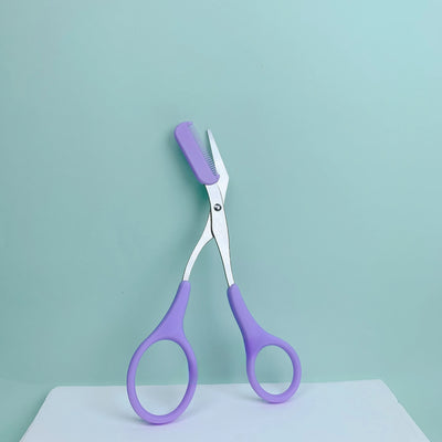 Pink Eyebrow Trimming Scissors with Built-In Comb - Smarsty