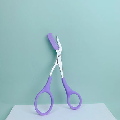 Pink Eyebrow Trimming Scissors with Built-In Comb - Smarsty