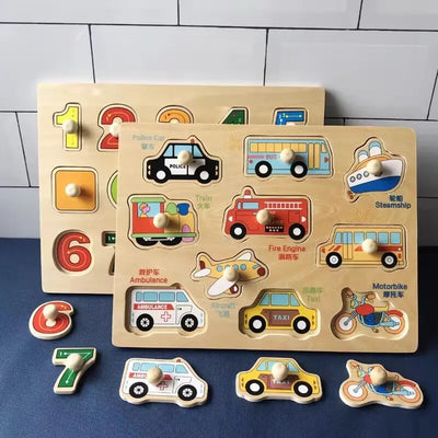Baby Toys Montessori Wooden Puzzles Children Toys Hand Grab Board Animals Cognition Educational Learning Toys For Kids 1-3 Years by Smarsty