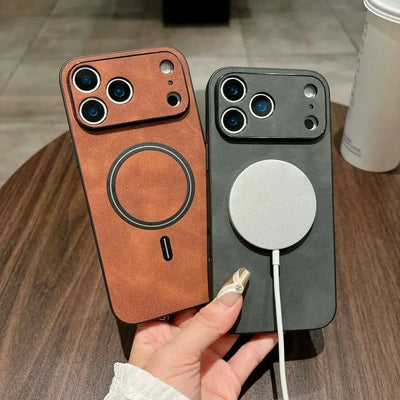 For Magsafe Leather Shockproof Phone Cases For iPhone 17 16 15 14 13 12 11 Pro Max 16e Plus Air Magnetic Wireless Charge Cover - Smarsty