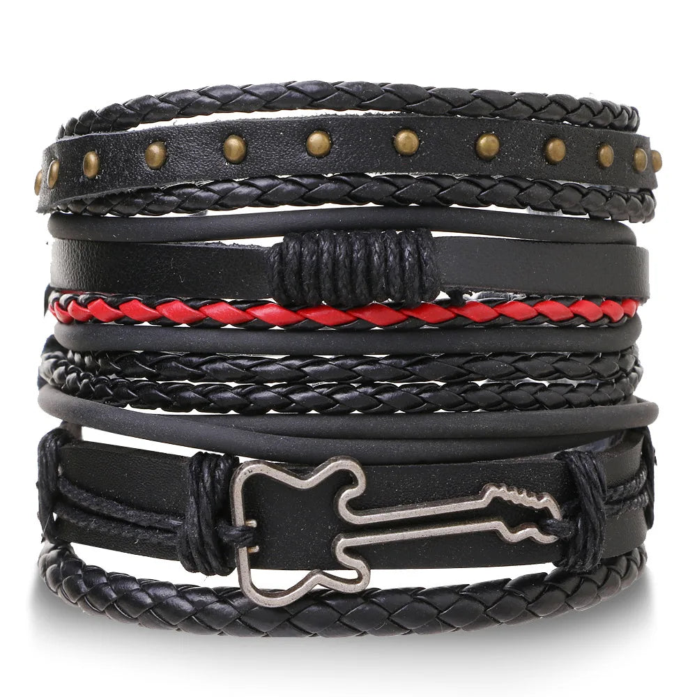 Viking Leather Bracelet For Men Adjustable Skull Design - Smarsty