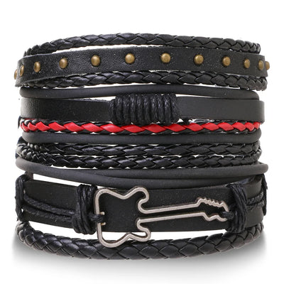 Viking Leather Bracelet For Men Adjustable Skull Design - Smarsty