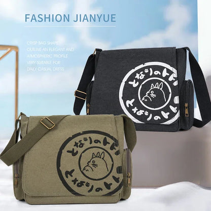 Vintage Cartoon Canvas Messenger Bag Women Large Capacity - Smarsty