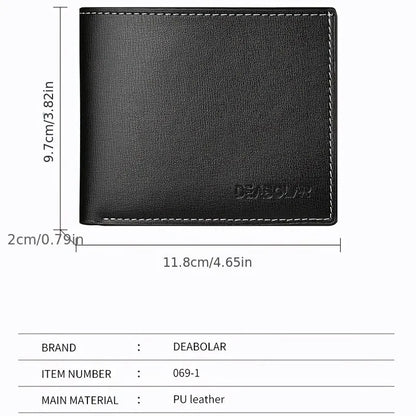 Pu Leather Men Short Wallet Thin Style Folding Young Men Credit Card Holder Wallet - Smarsty