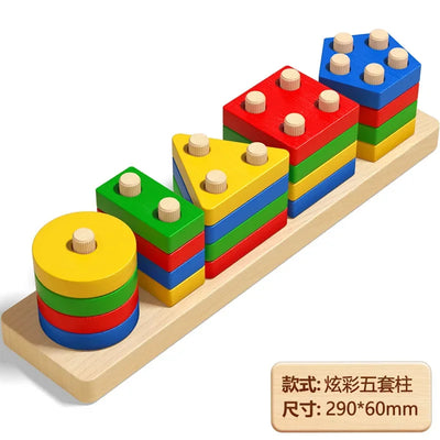 Montessori Wooden Sorting Stacking Toys Puzzle for Toddlers and Kids Preschool Fine Motor Skill Toy for 1 Years - Smarsty