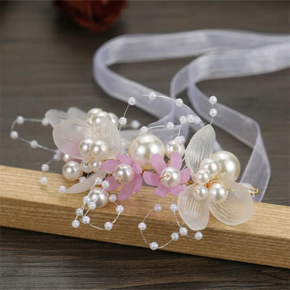 Bohemian Pearl Flower Headband For Girls Wedding Bridal - Smarsty