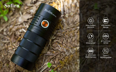Sofirn SP36 Pro 8000lm Powerful LED Flashlight  4*SST40 USB C Rechargeable 18650 Torch - Smarsty