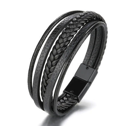 Trendy Leather Bracelets for Men with Stainless Steel Charm - Smarsty