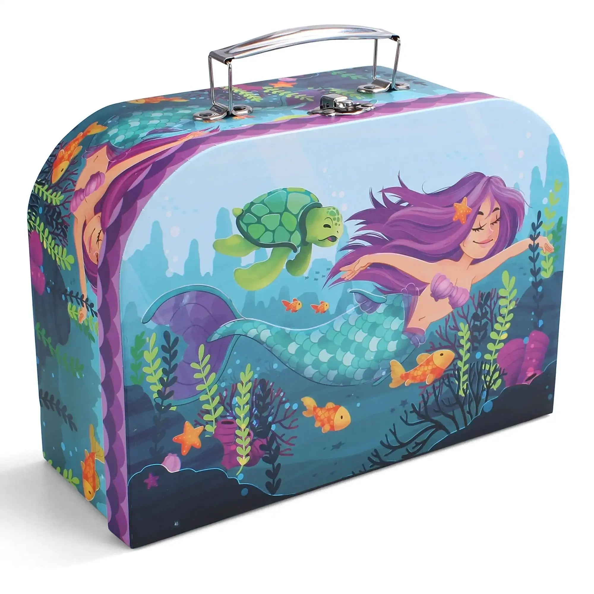 Joyfy Kid Tea Set Mermaid Tea Party Set Princess Pretend Play Tin Teapot Set Kitchen Toy for Girls Toddlers 2 3 4 5 6 Years Old - Smarsty