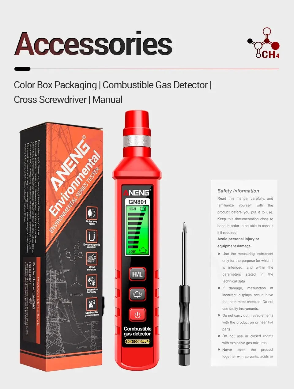 ANENG GN801 Gas Leak Detector with LCD Display - Smarsty