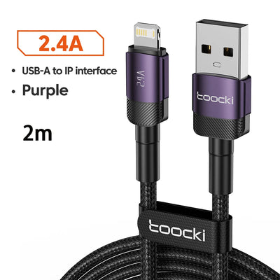Toocki USB Cable For iPhone 14 13 12 Pro Max X XS XR 8 7 Plus iPad Fast Charging Charger Aluminum iP Cable For iPhone Data Cord - Smarsty