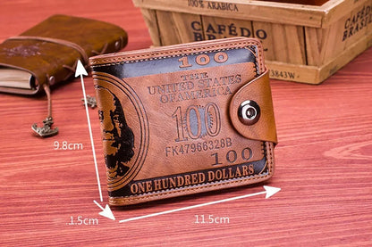 Fashion Wallets With 100 US Dollar Pattern Wallet Male Leather Photo Card Holder Large Capacity - Smarsty