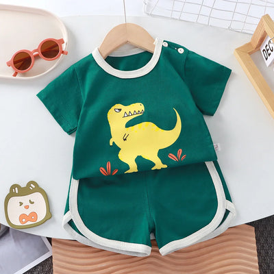 Summer cotton cartoon casual childrens set Baby Clothes girl girl boy T-shirt+shorts 2 pieces of 0-4-year-old childrens clothing by Smarsty