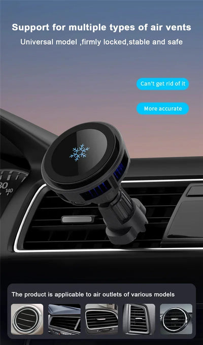 Ice Cooling Magnetic Wireless Car Charger Stand With LED - Smarsty