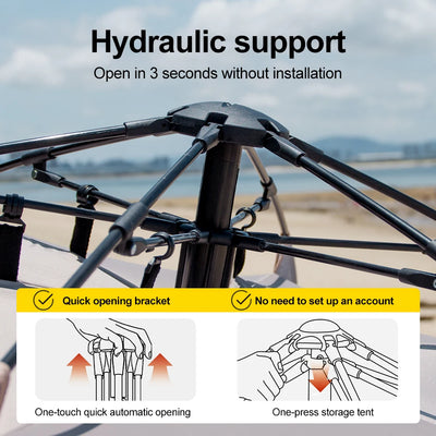 Sonuto Outdoor 3-4P One-Touch Camping Tent Quick Automatic Opening Beach Fishing Tent Family Travel Picnic Park Anti-UV Shade by Smarsty