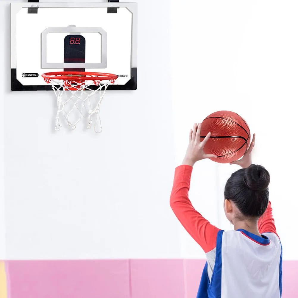 Kids Mini Basketball Hoop With Electronic Scoreboard Ball Sport Backboard Outdoor Indoor Excersise Accessory Funny Game Toys