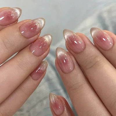 24 Pcs Metallic Cat Eye French Press On Nails - Smarsty