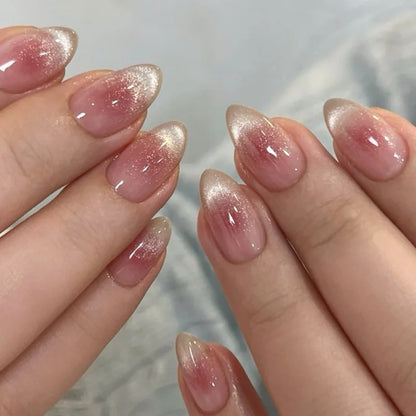 24 Pcs Metallic Cat Eye French Press On Nails - Smarsty