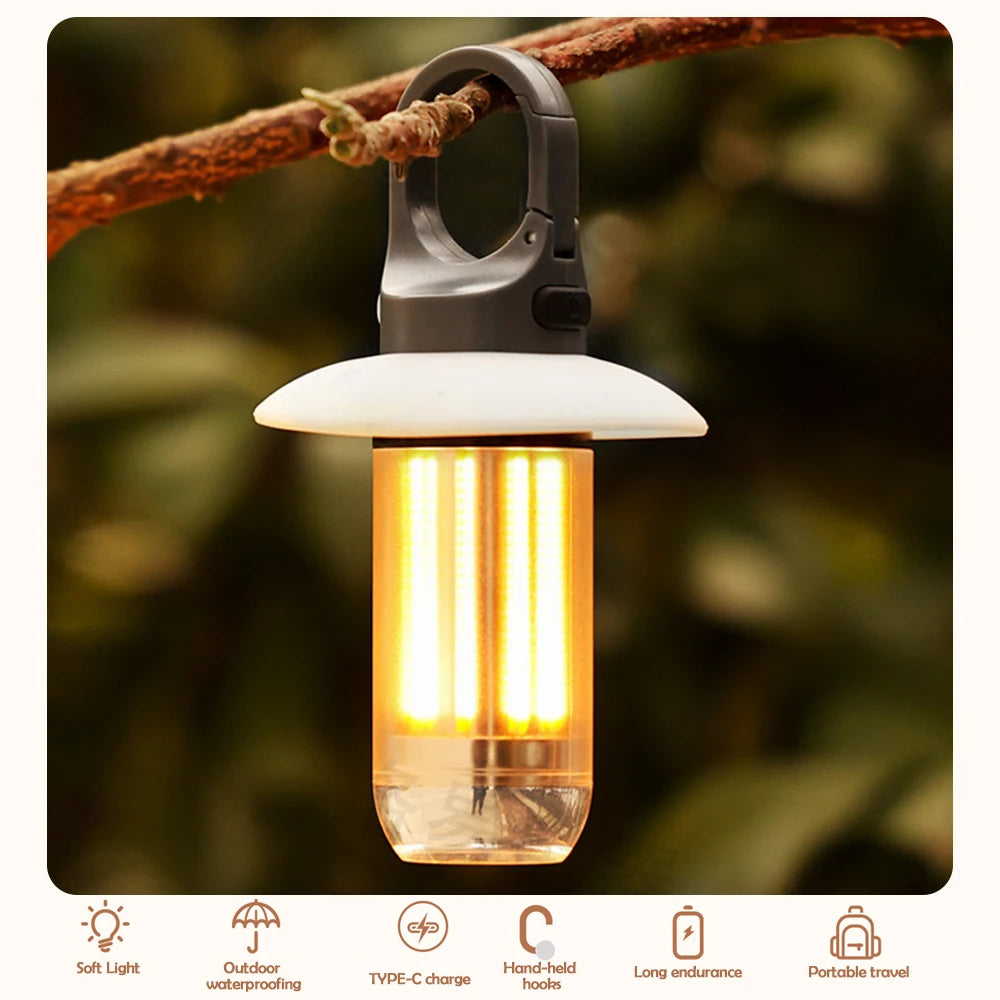 LED Camping Lantern Rechargeable Portable Flashlight Work Light 5 Modes Hanging Tent Lamp 8 Light Filaments Outdoor by Smarsty