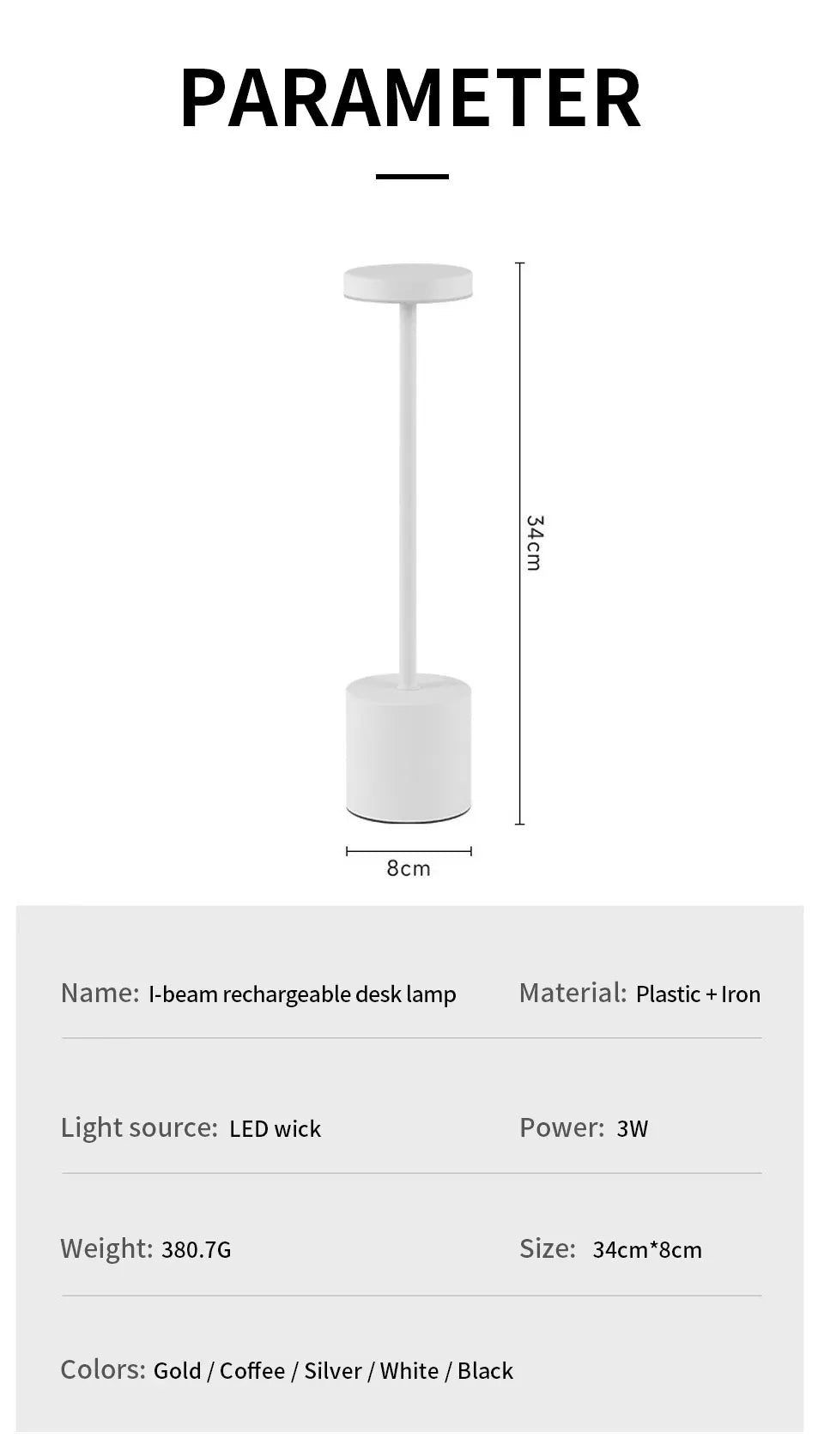 Classic Table Lamp USB Rechargeable Night Light Stepless Dimming Touch Desk Lamp 3 Colors Bedside Lamp Bar Hotel Decoration - Smarsty