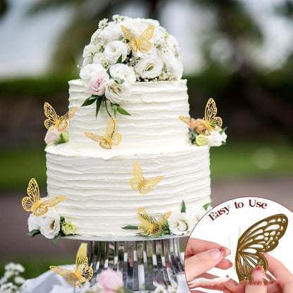 Gold 3D Butterfly Wall Decor Set for Parties - Smarsty
