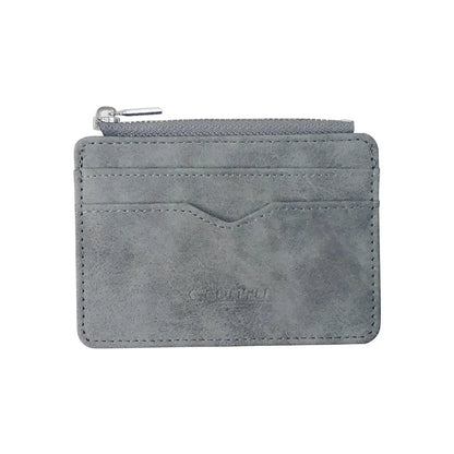 Short Matte Leather Card Wallet - Retro Multi-card Holder with Frosted Fabric, Zipper Bag for Money, New Minimalist Purse